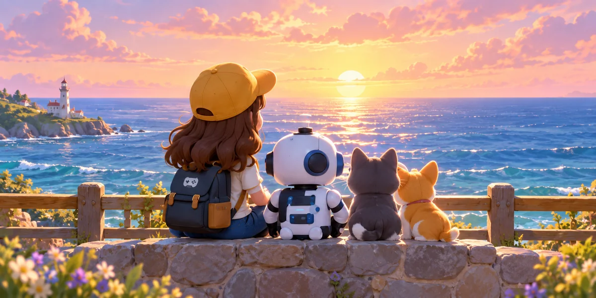Friends watching the seaside sunset